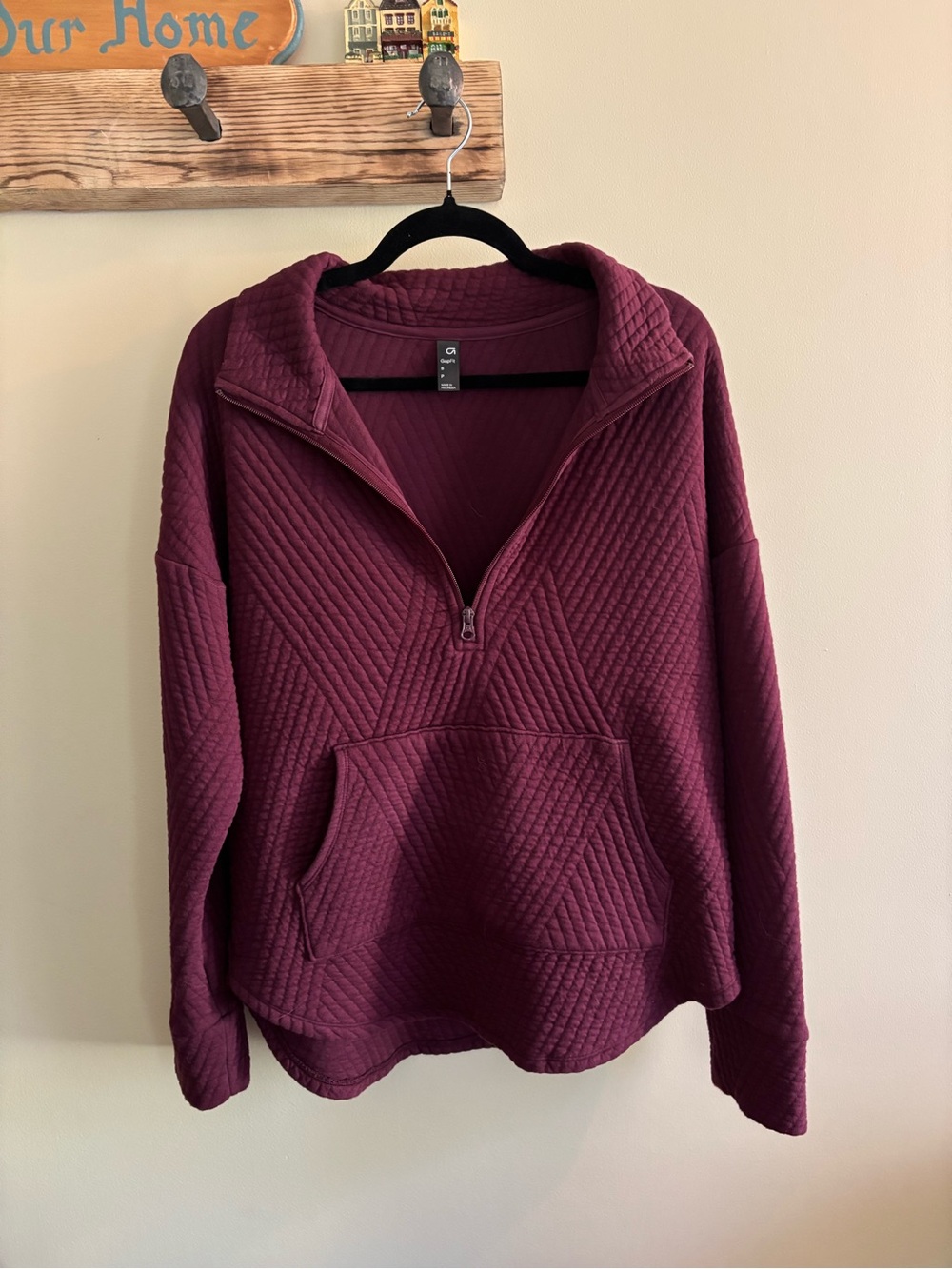 163.) Gap / Cozy Quarter-Zip Quilted Pullover, Burgundy